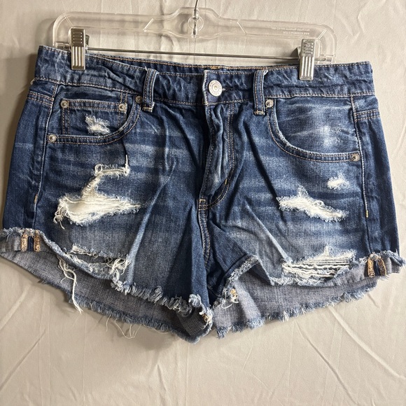 American Eagle Outfitters Pants - American Eagle Outfitters Tomgirl Shortie Blue Distressed Jean Shorts